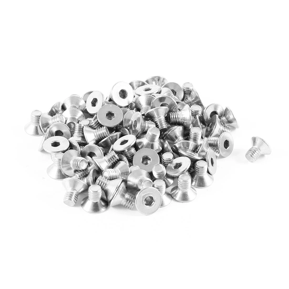 100pcs 304HC Stainless Steel Hex Countersunk Flat Bolts Screws M5x8mm