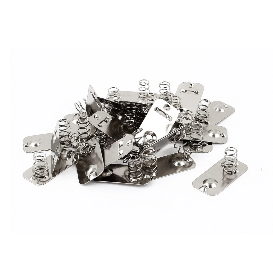 30 Pcs Metal AA Battery Positive Negative Conversion Spring Contact Plate Silver Tone