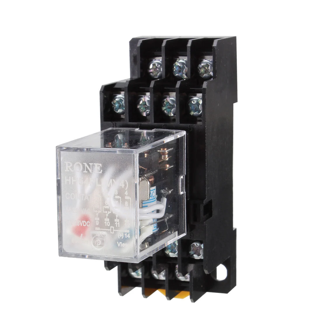 Uxcell 10Pcs HH54PL AC24V Coil Red Light 4PDT 4NO 4NC 14 Pins Pluggable Type 35mm DIN Rail Mounting Power Relay w Socket