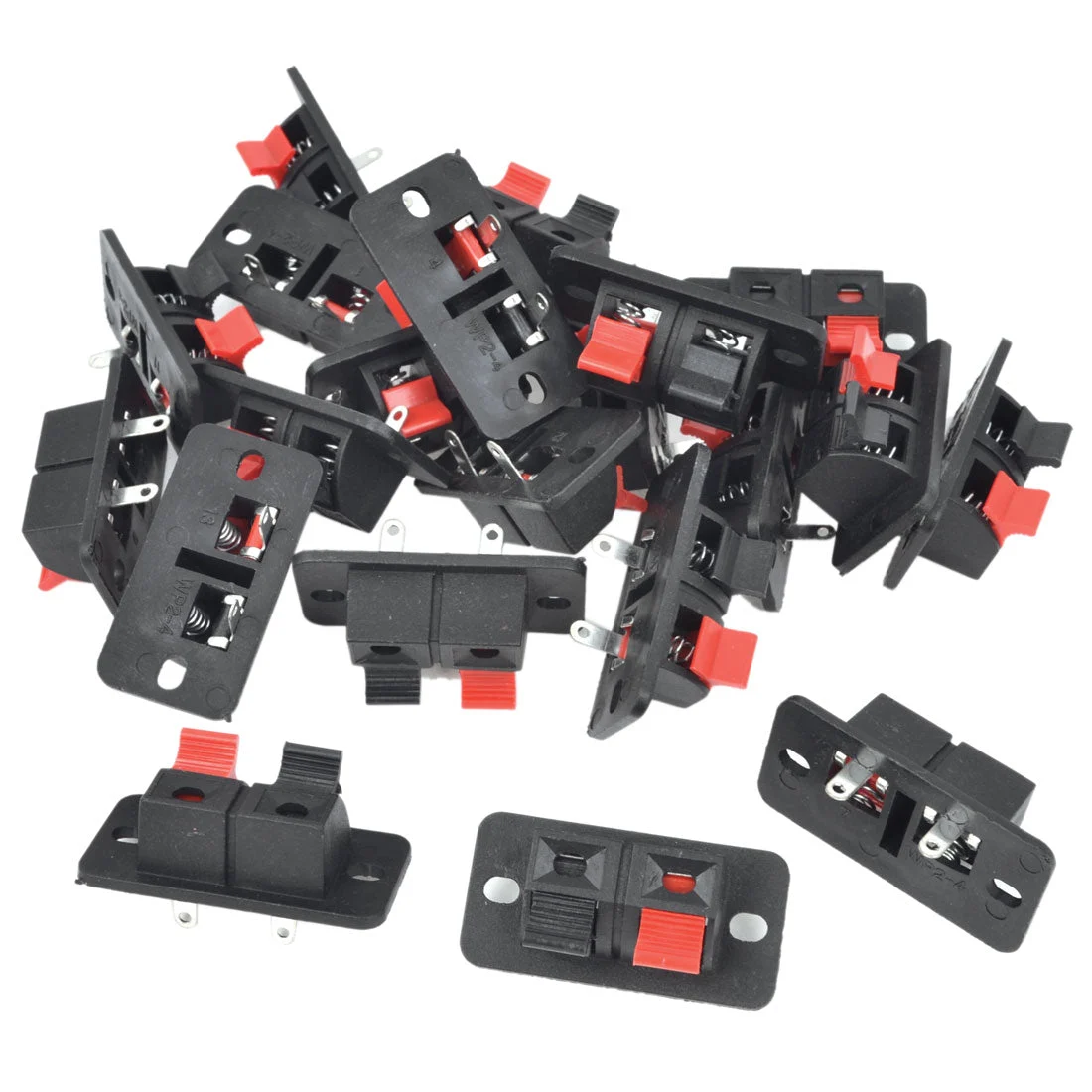 20Pcs 2 Way Stereo Speaker Plate Terminal Strip Push Release Connector Block