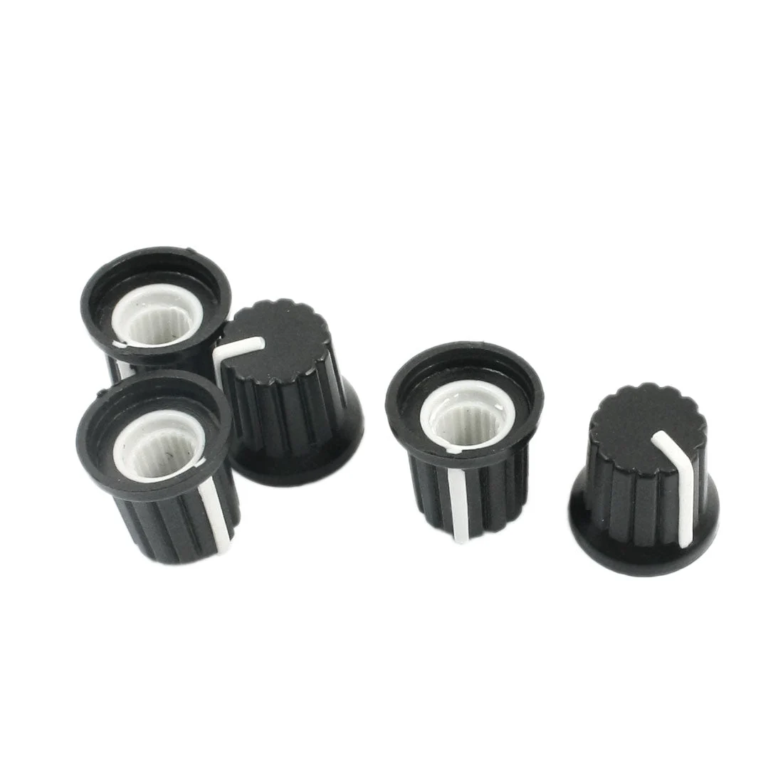 5 Pcs 6mm Knurled Shaft White Mark Stereo Radio Potentiometer Volume Knob Cap