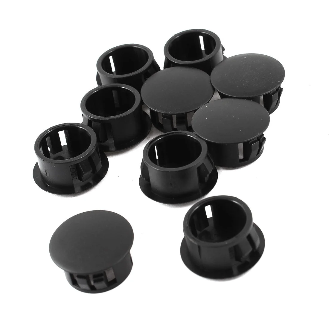 10pcs Black Plastic 16mm Diameter Snap in Type Locking Hole Button Cover 16mm x 20mm x 10mm