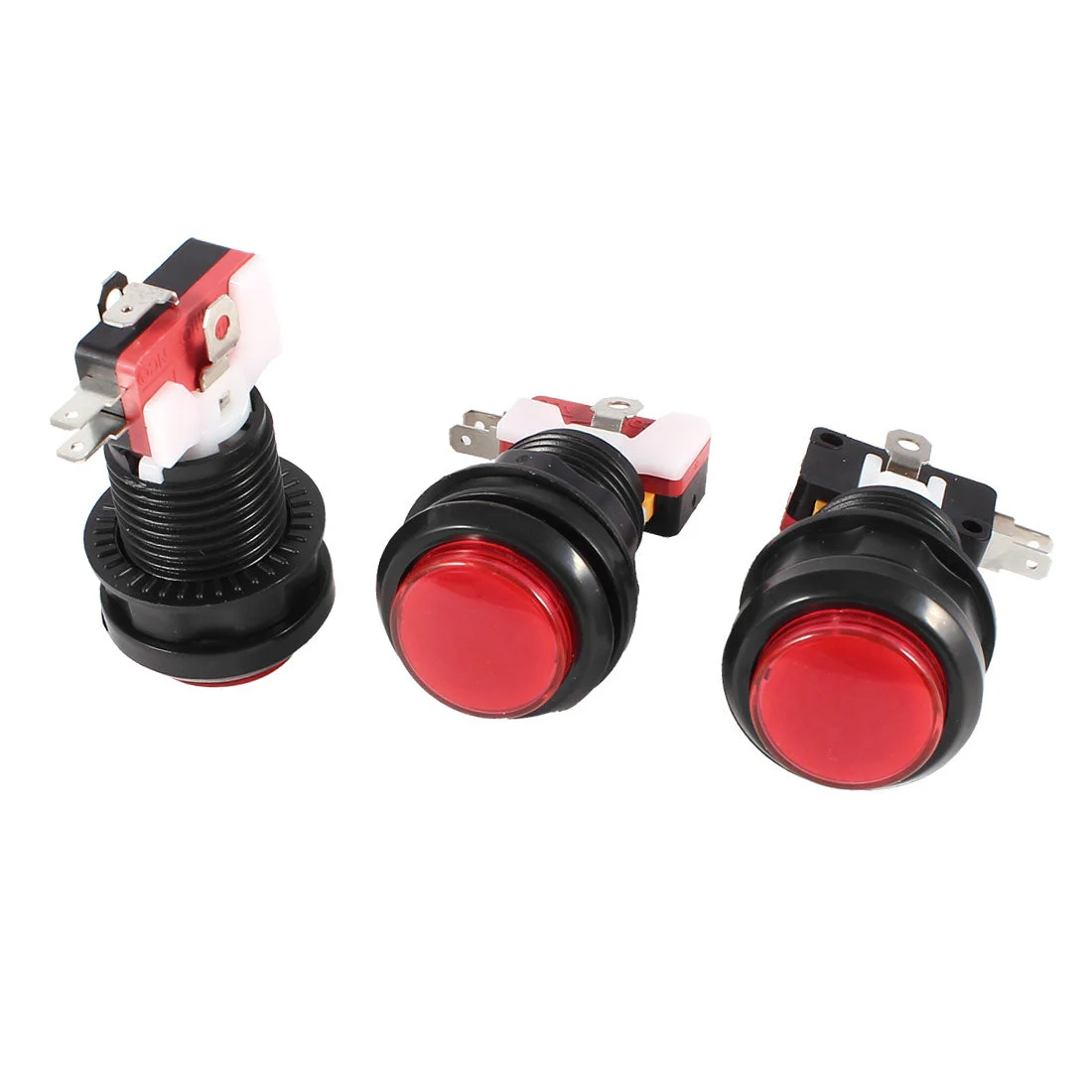 3 Pcs Panel Mount 3 Pole SPDT COM NC NO Red Push Button Momentary Switch AC 100-240V