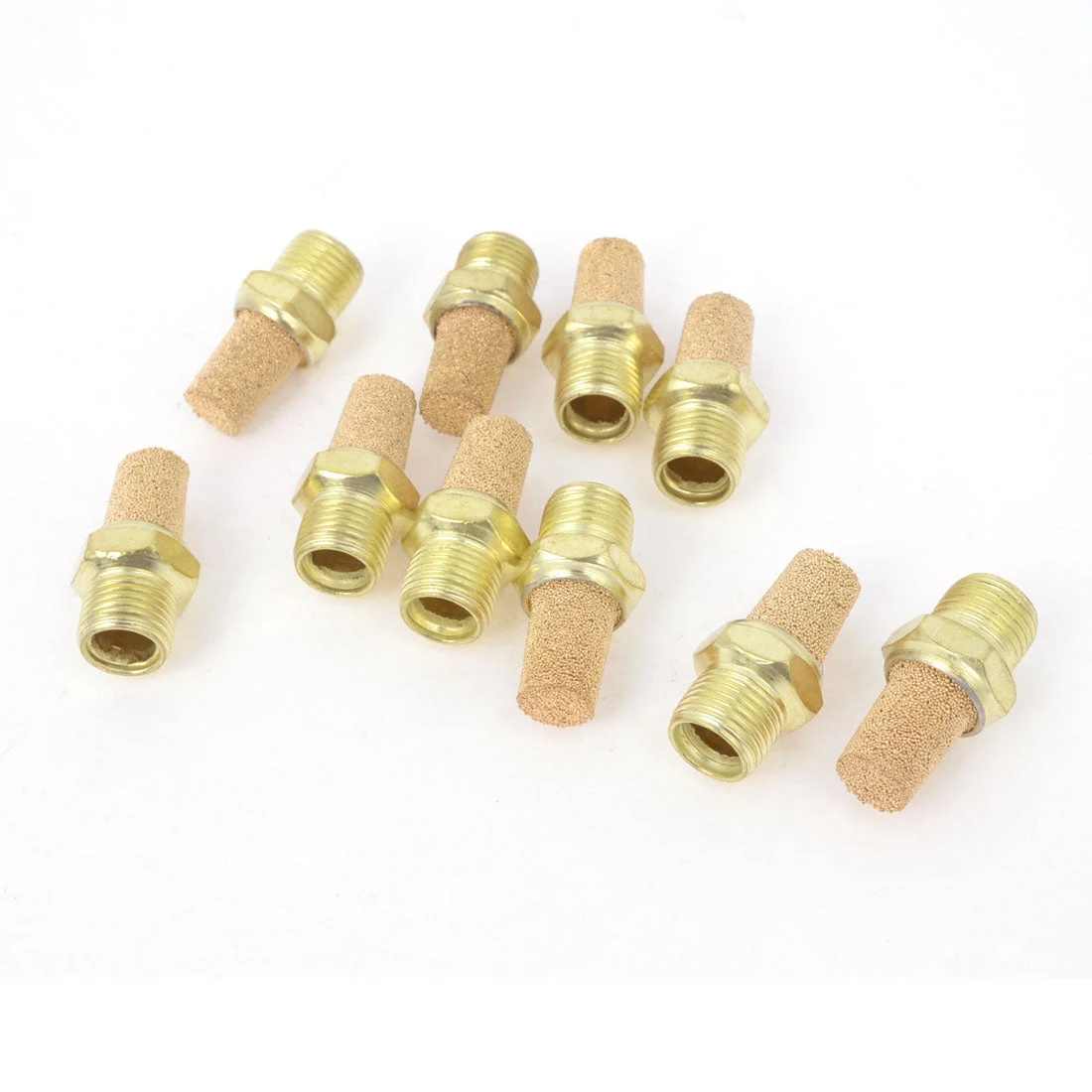 Uxcell 1/8PT Male Thread Brass Pneumatic Air Exhaust Silencer Muffler Gold Tone 10 Pcs