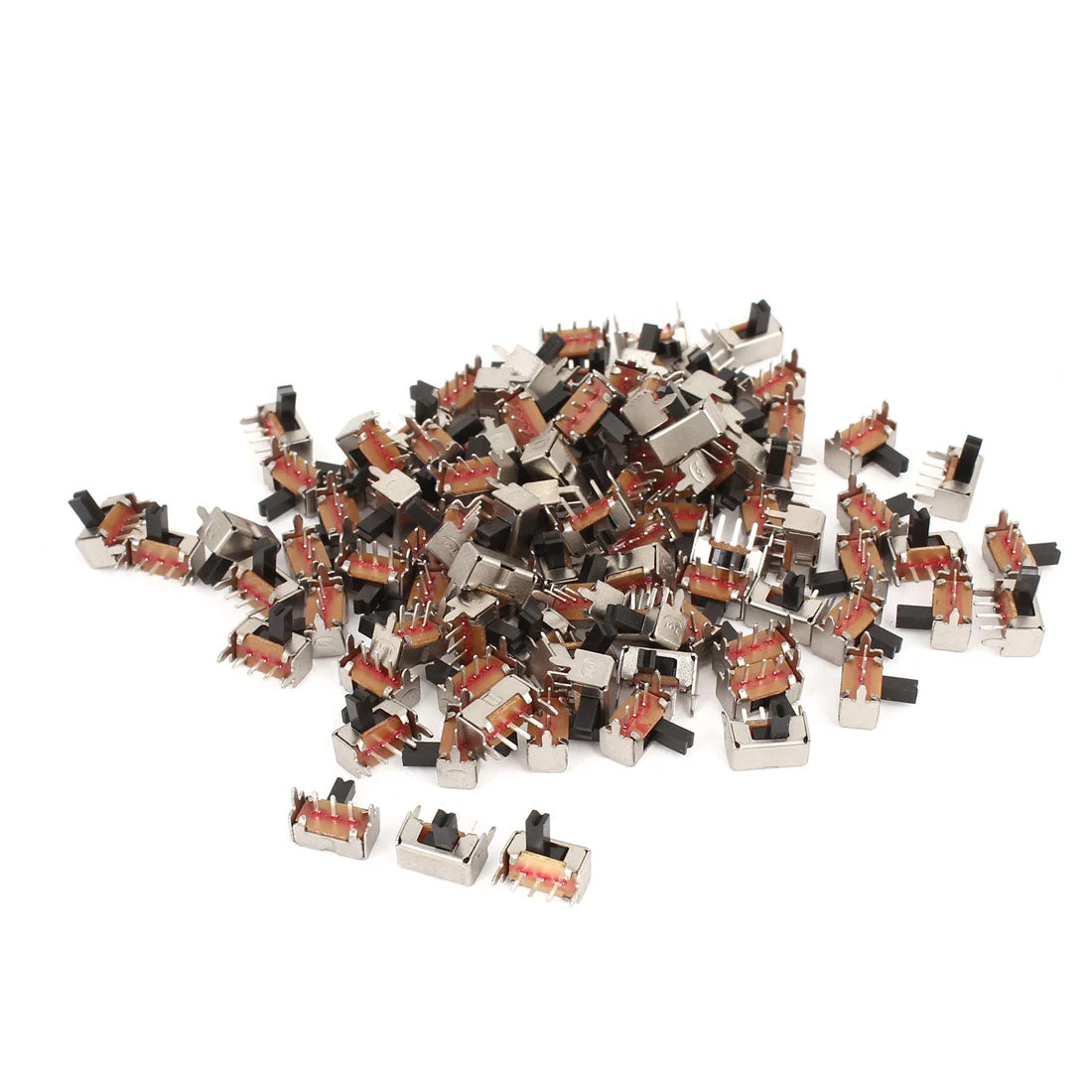 Uxcell 100 Pcs AC 250V 3A 3Pin 2Position PCB Mount SPDT Right Angle Miniature Slide Switch