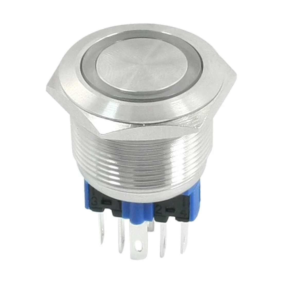 DC 24V Red Indicative LED DPST 1NO 1NC 6 Pins 22mm Momentary Stainless Steel Push Button Switch