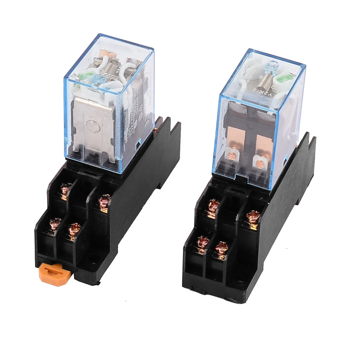 2 Pcs DC 12V 10A Coil 35mm DIN Rail DPDT 8Pin Power Relay W Socket Base