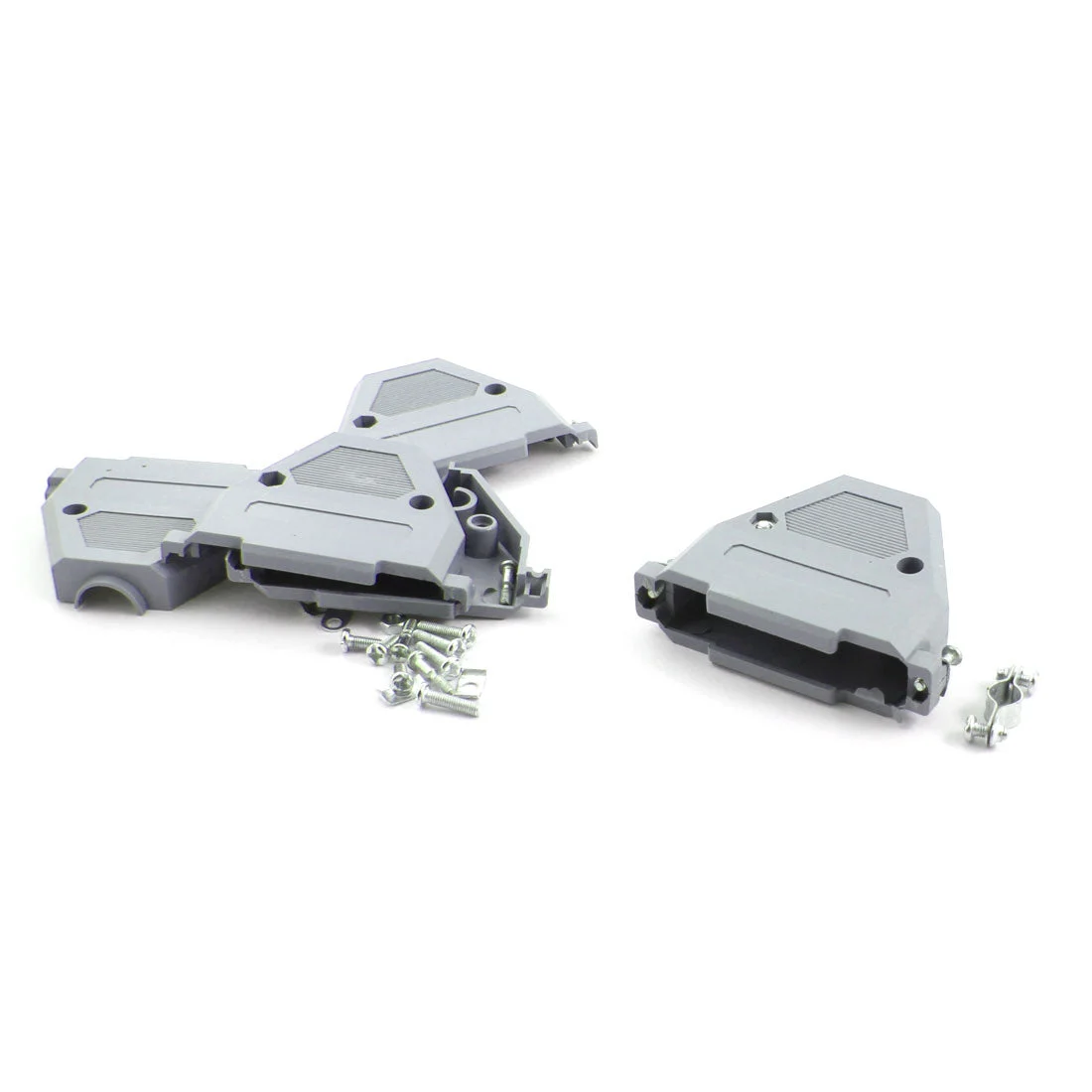 RS232 D-SUB DB37 37-Pin Female Connector Gray Plastic Hood Cover Protector Case 3Pcs