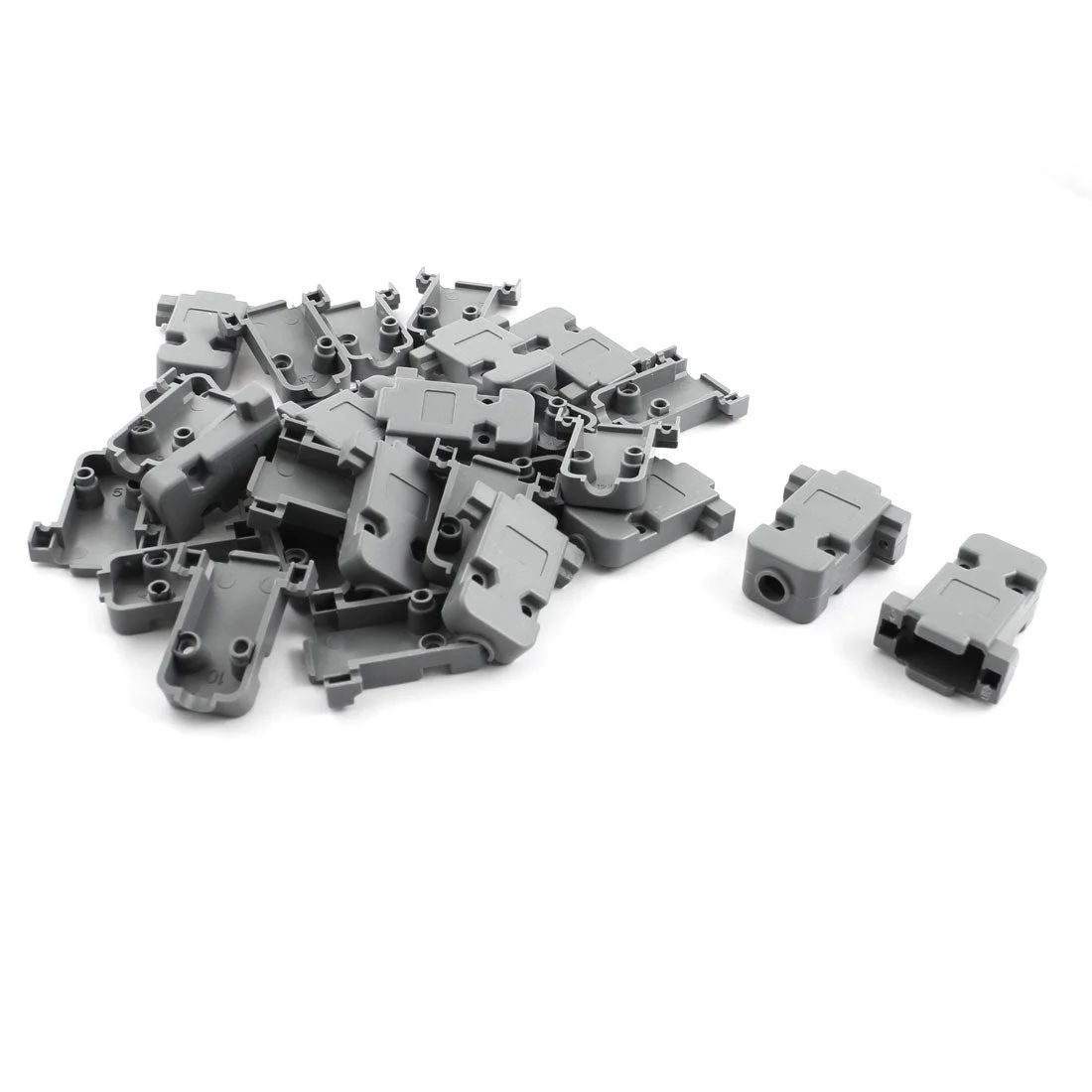 Gray Plastic DB9 9 Pins Female Straight Connector Hood Cover Cap 15 Pcs