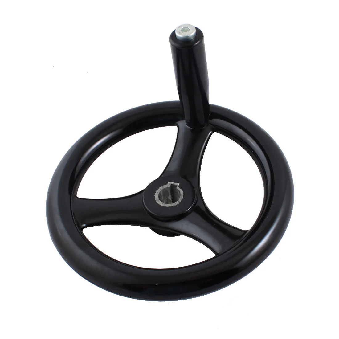 Uxcell 18mmx200mm Round Black Plastic Three Spoke Hand Wheel Handwheel w Removable Handle for Milling Machine Lathe