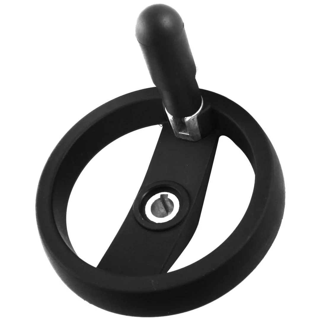 Industrial 12mm Center Bore 125mm Diameter Black Plastic 2 Spoke Hand Wheel Handwheel w Revolving Handle for Milling Machine