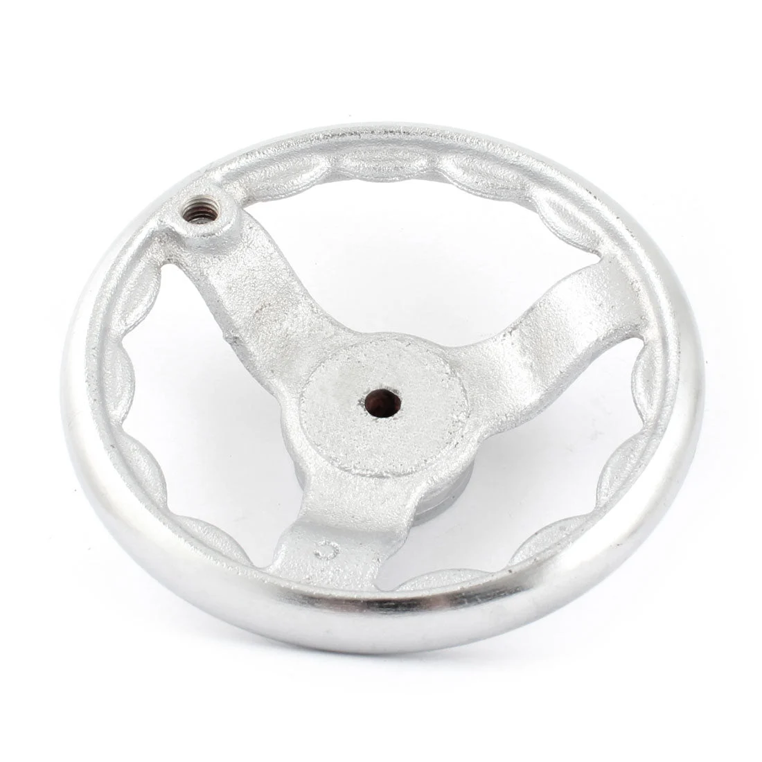 Uxcell Industrial Milling Machine Lathe 10.5mmx150mm Three Spoke Round Silver Tone Iron Hand Wheel Handwheel