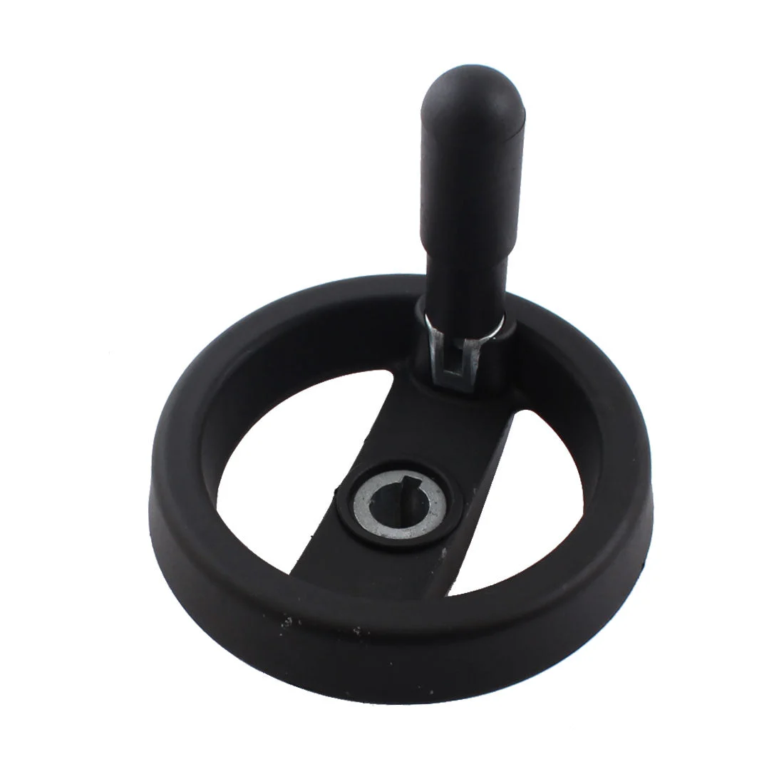 12mmx100mm Black Plastic 2 Spoke Handwheel Hand Wheel w Revolving Handle for Industrial Milling Machine