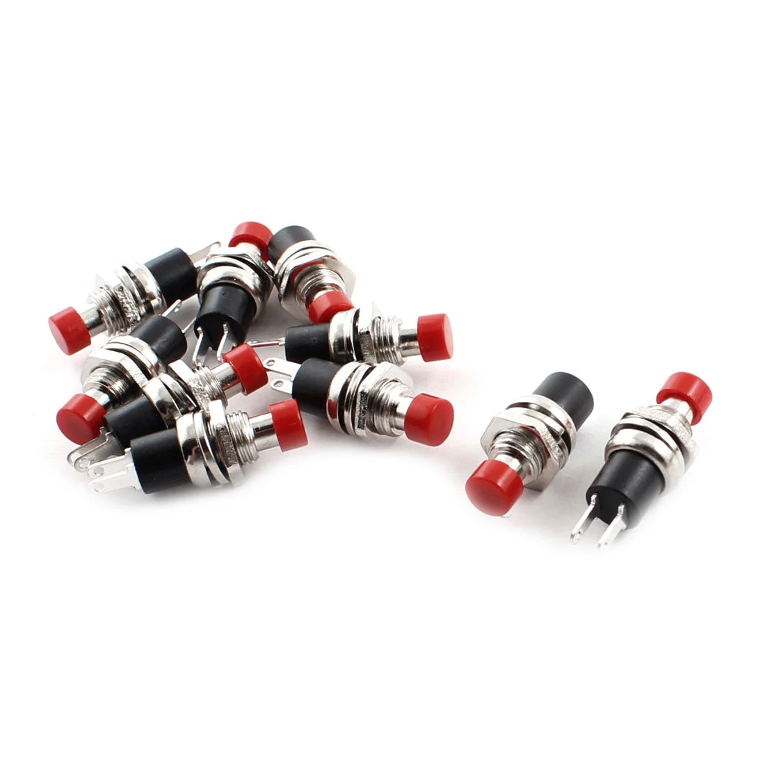 10 Pcs AC 125V 3A 250V 6A 7mm Thread Panel Mount ON/OFF Control SPST Momentary Push Button Switch Red