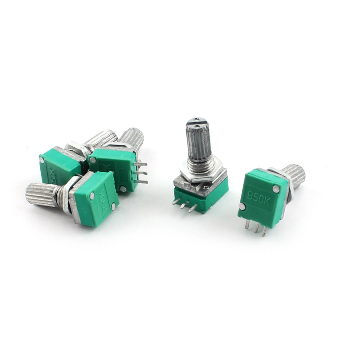 5 Pcs B50K Type B 50K Ohm 3Pin Terminal Single Linear Rotary Taper Potentiometer