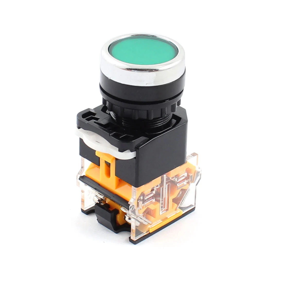 AC400V 10A 22mm Thread Panel Mount DPST 1NO 1NC 4 Screw Terminals Momentary Green Push Button Switch