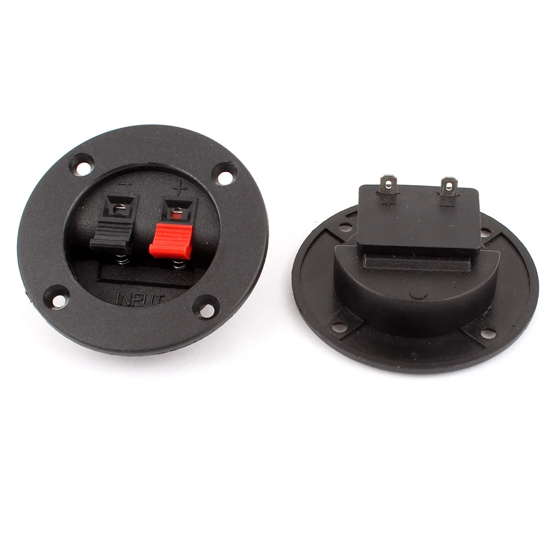 2 Pcs Round Shape Red Black 2 Position Spring Clip Audio Speaker Terminals