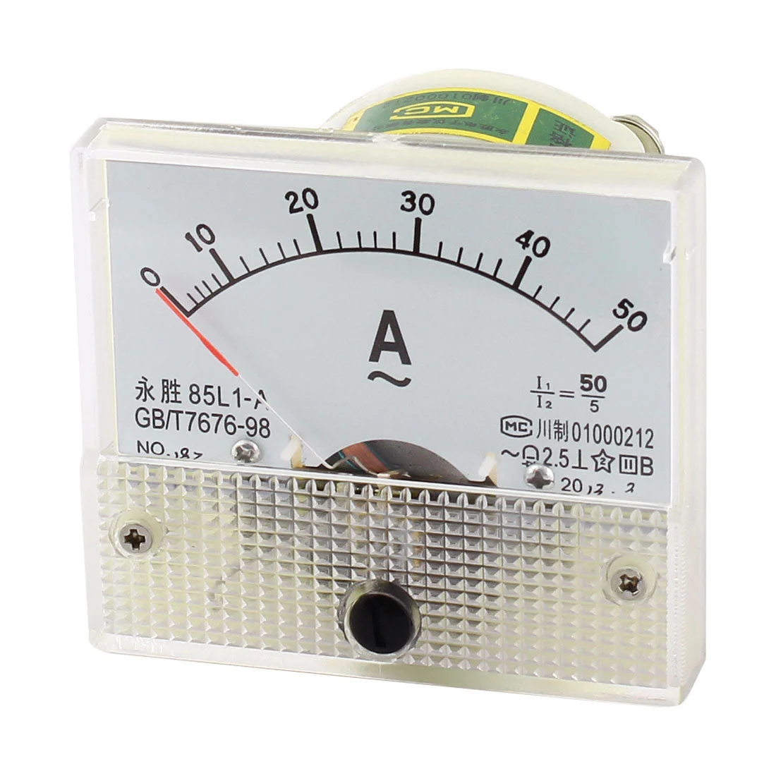 85L1 AC 0-50A Analog Ammeter Analogue Panel Current Testing Ampmeter Meter Gauge White