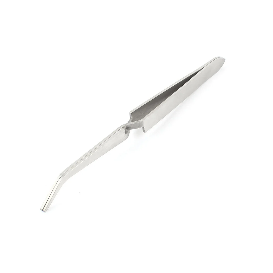 Silver Tone Pointed Tip Bent Nose Stainless Steel Tweezer Repair Tool