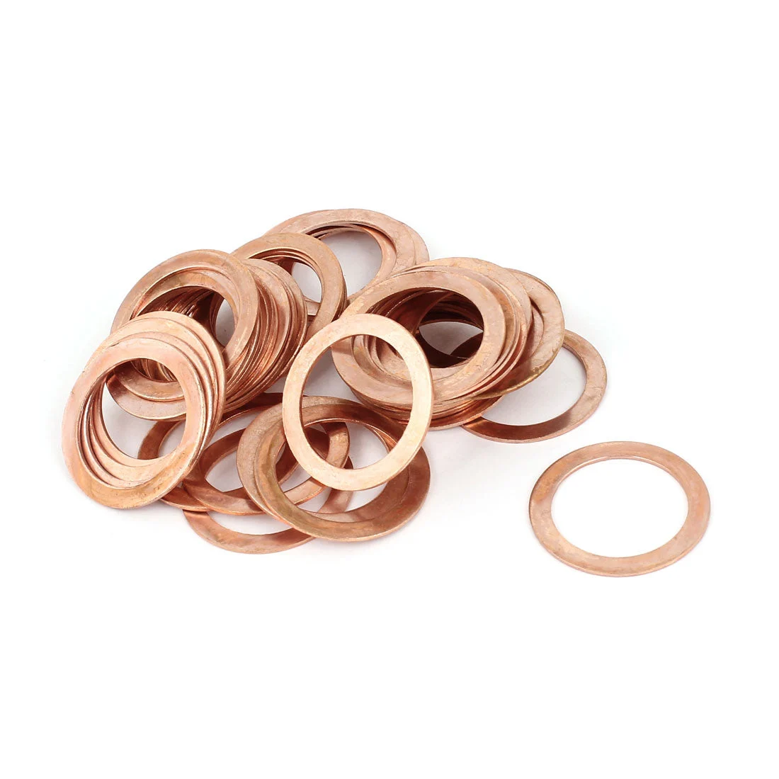 22mm x 30mm x 1mm Metric Shape Copper Flat Washer 50 Pcs