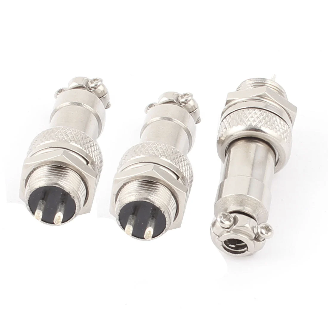GX12-2 2-Terminal 12mm Male Female Panel Metal Connector Aviation 3pc