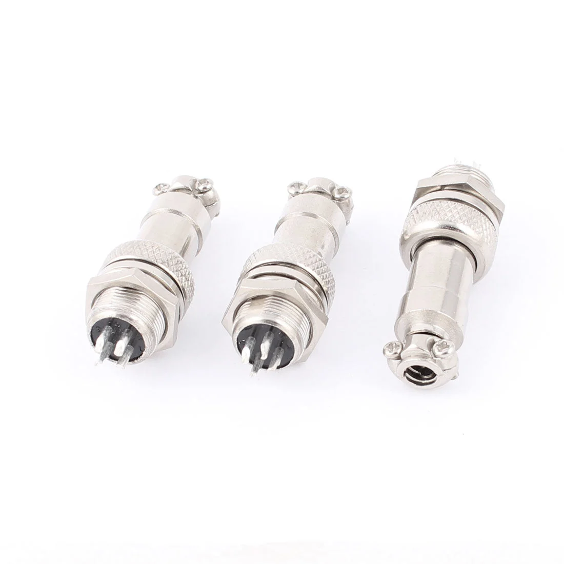 GX12-4 4-Pin 12mm Male Female Panel Metal Connector Aviation 3Pcs