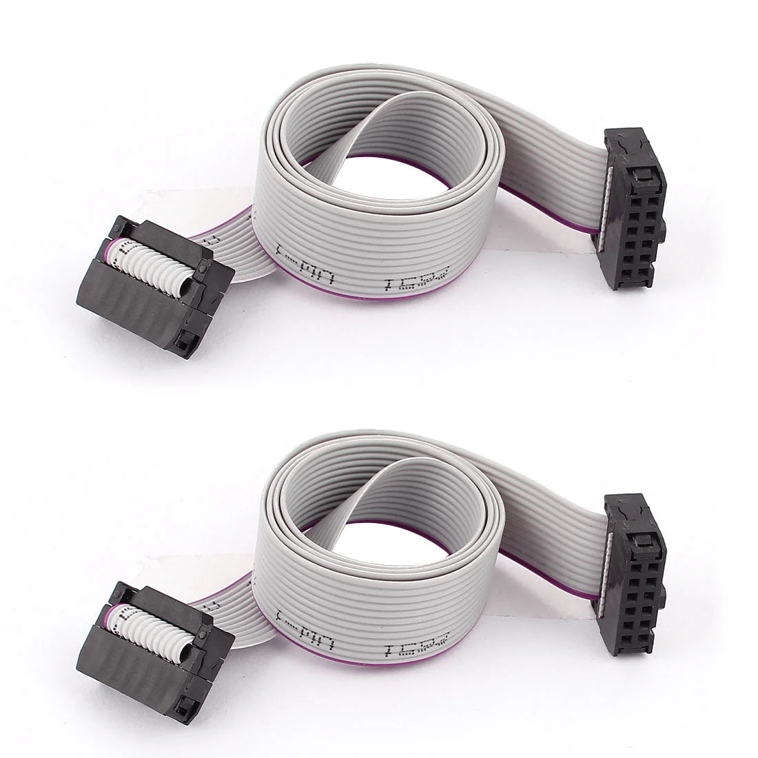 2pcs IDC 12Pin Hard Drive Data Extension Wire Flat Ribbon Cable Female Connector 50cm Long