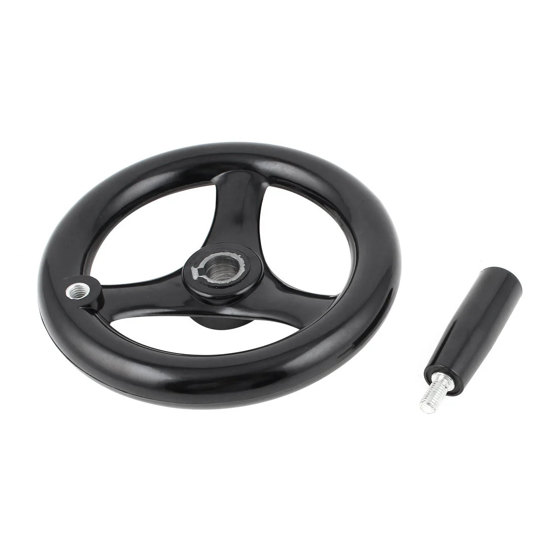 16mmx160mm Black 3 Spoked Lathe Handwheel Hand Wheel with M10 Handle