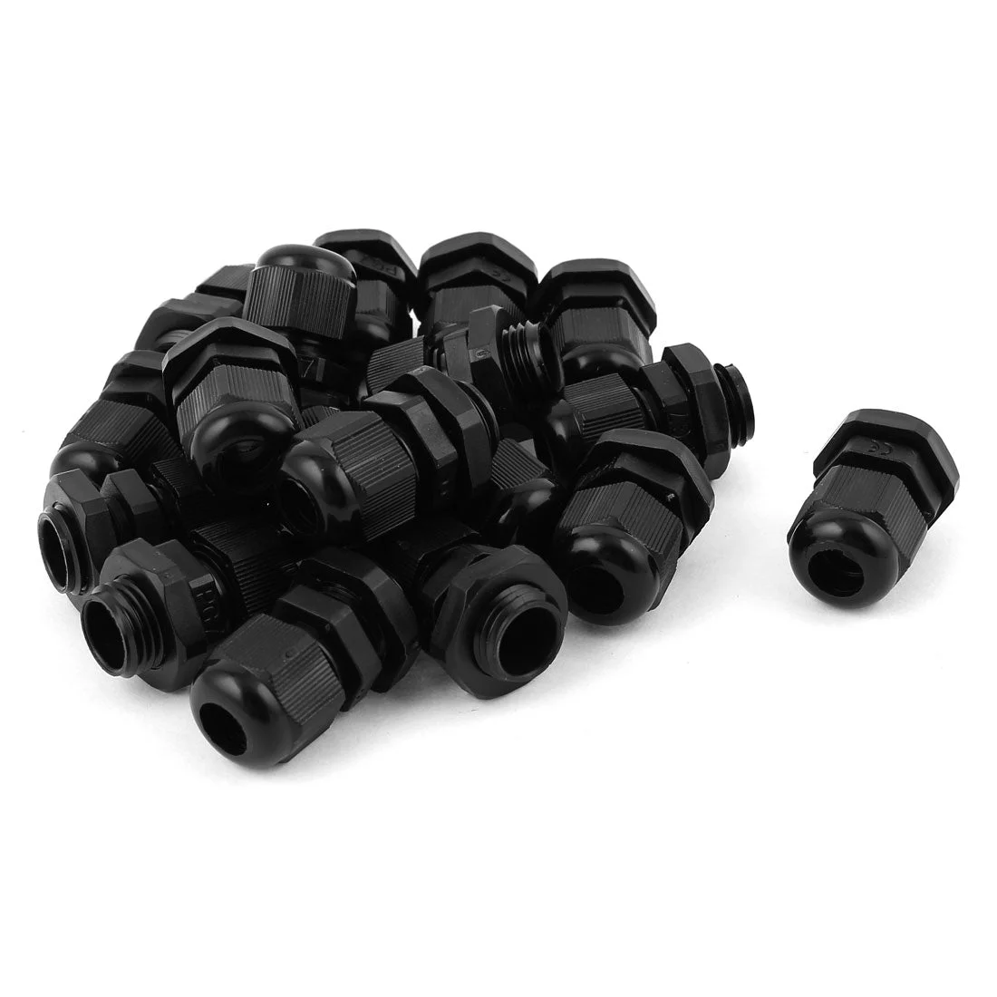 18 Pcs 3-6.5mm Black Plastic Waterproof Cable Gland Connector Locknut PG7
