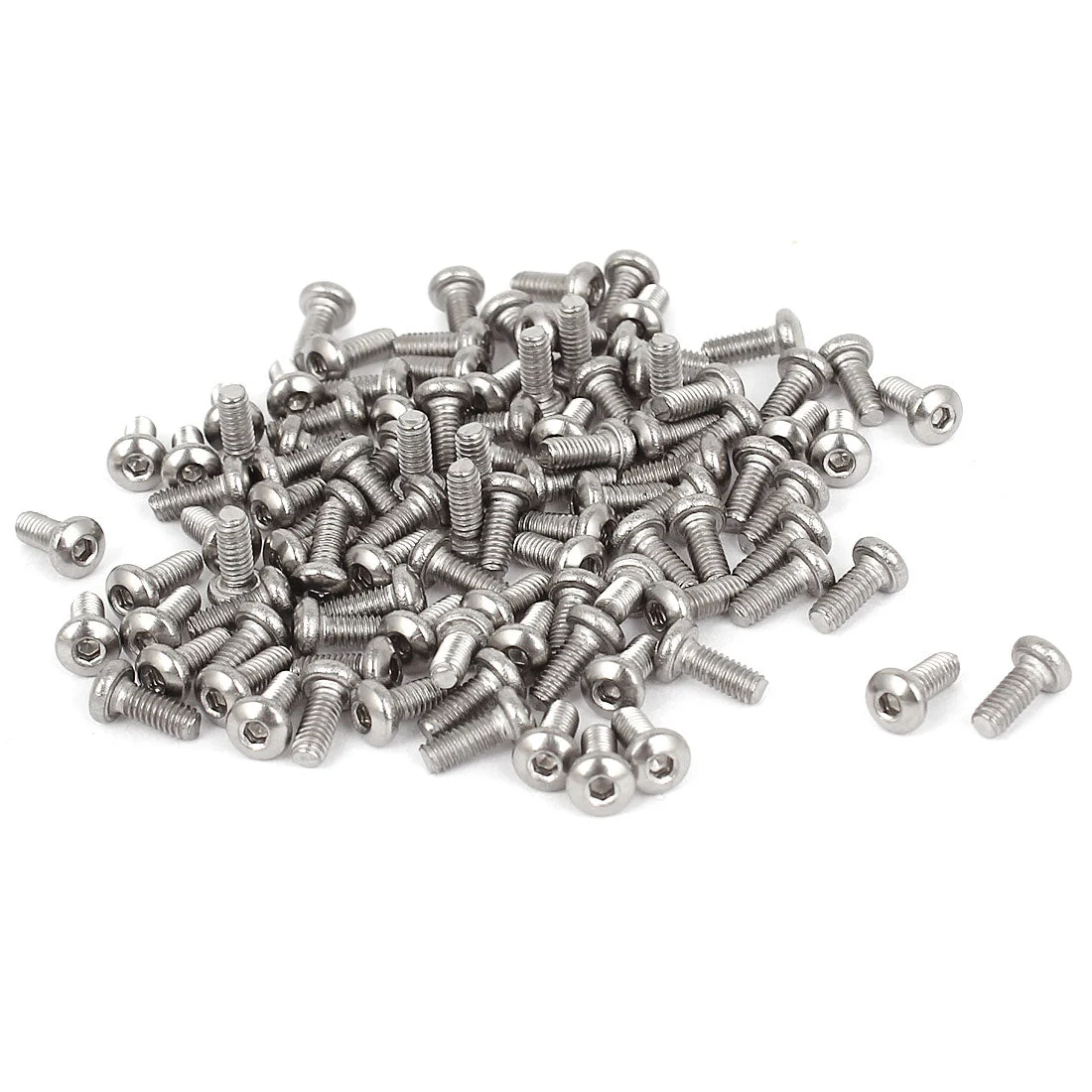 100 Pcs 0.45mm Pitch Stainless Steel Hex Socket Button Head Cap Screws M2.5x6mm