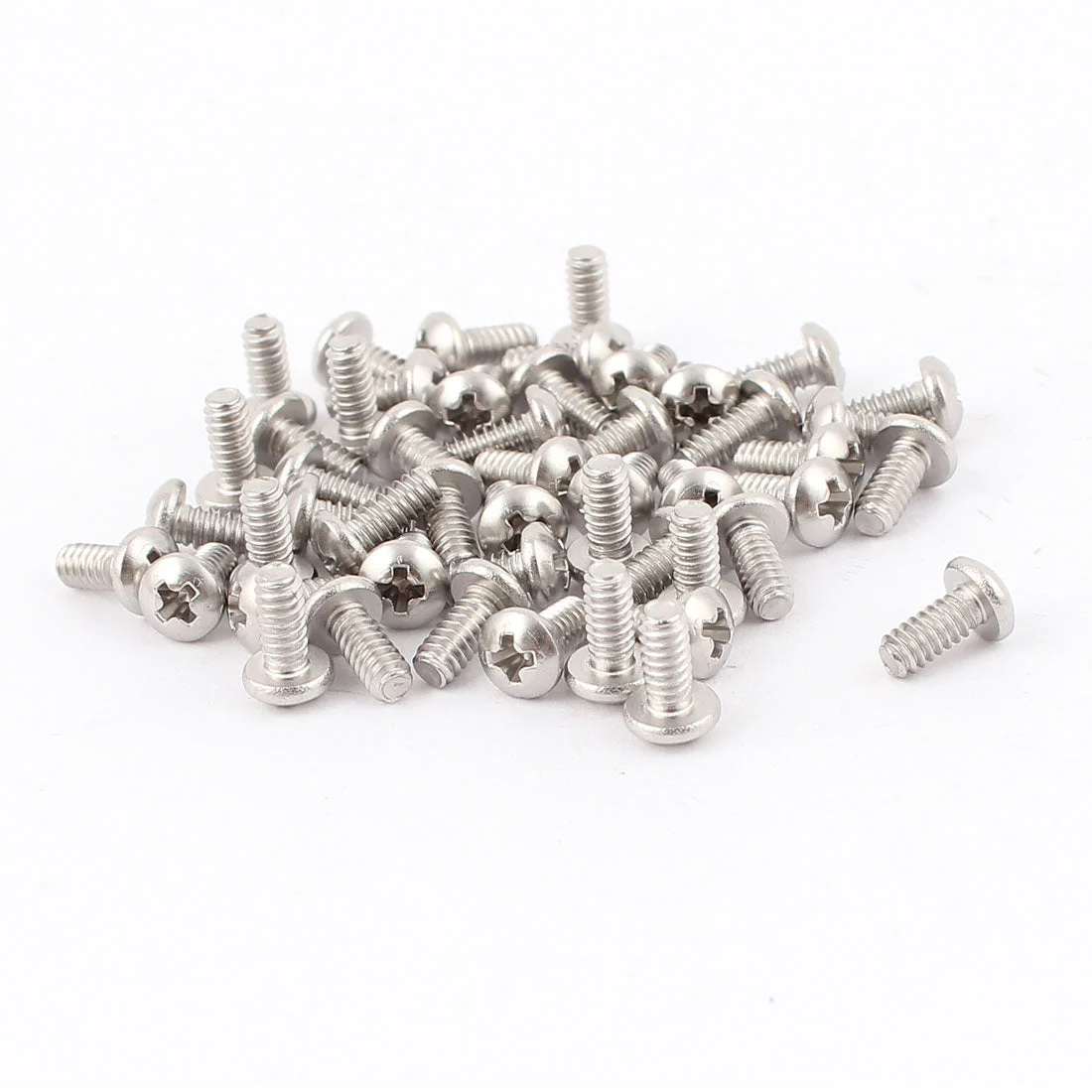50 Pcs M3 x 6mm Stainless Steel Head Phillips Machine Screws 8mm Long