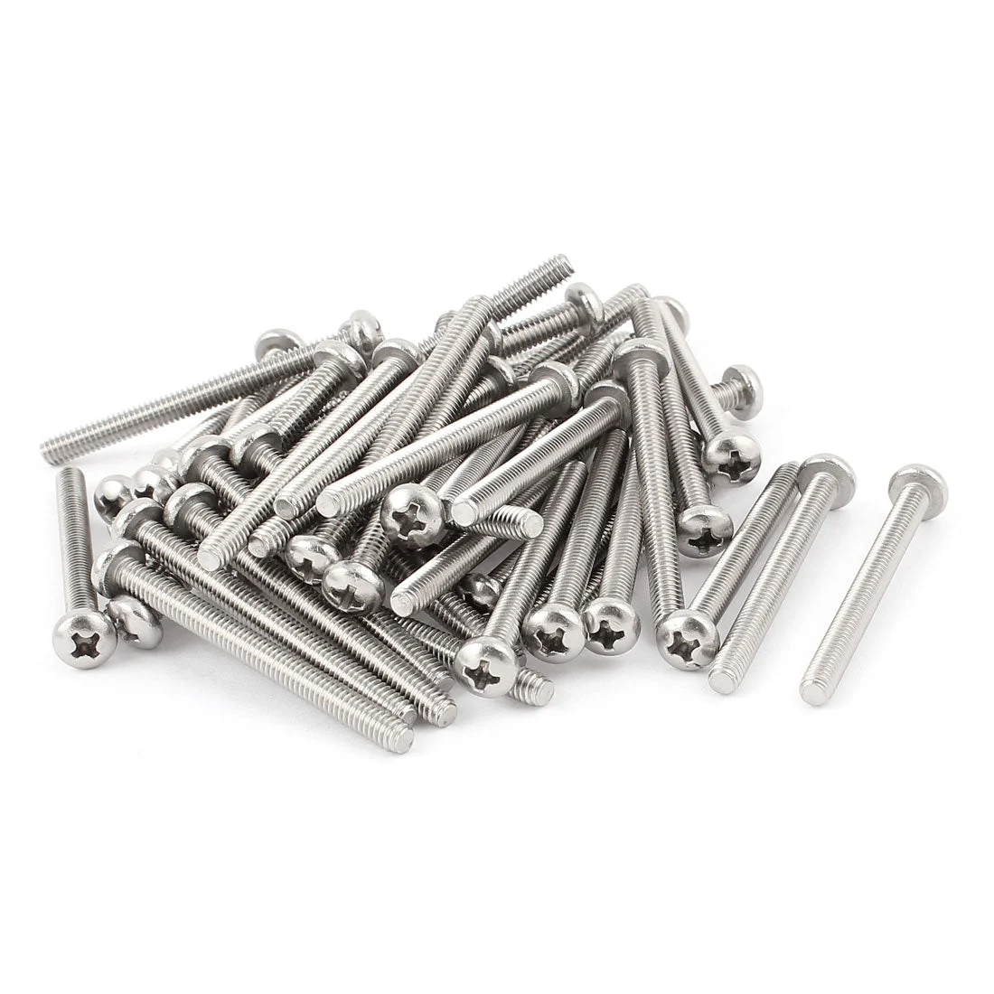 50 Pcs M4x50 Stainless Steel Phillips Pan Head Machine Screws Bolts