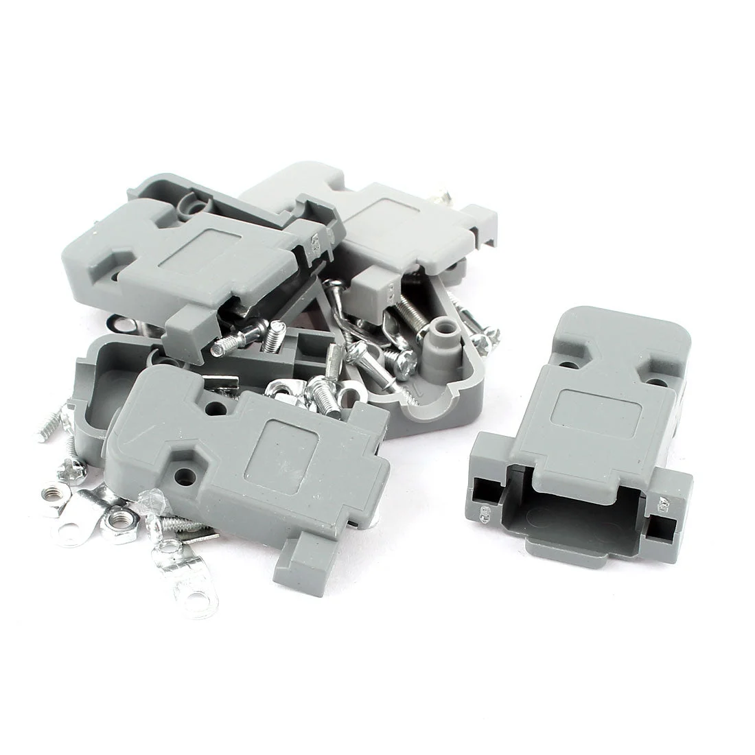 Gray Plastic DB9 9 Pins D-SUB Female Connector Hood Cover Protection Cap 4pcs