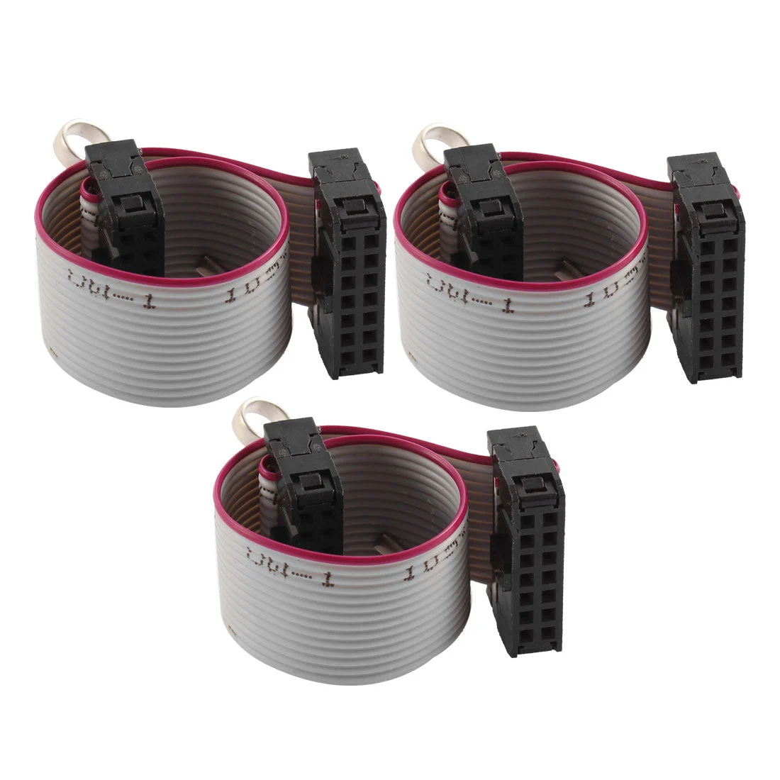 3 Pcs FC14P IDC 14Pin Hard Drive Data Extension Wire Flat Ribbon Cable Connector 10cm Long for Motherboard