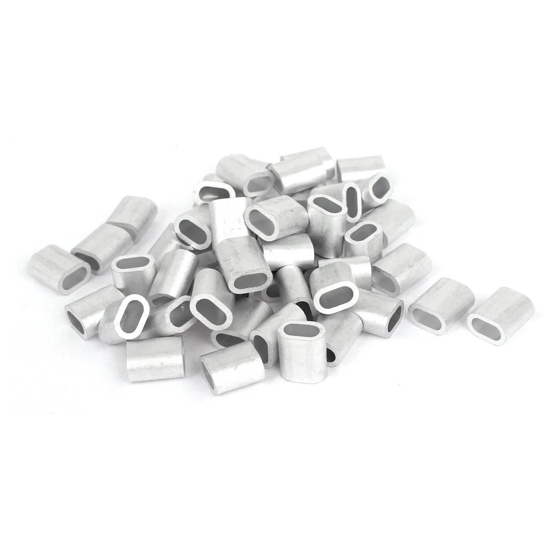 4mm 5/32" Steel Wire Rope Aluminum Ferrules Sleeves Silver Tone 50 Pcs