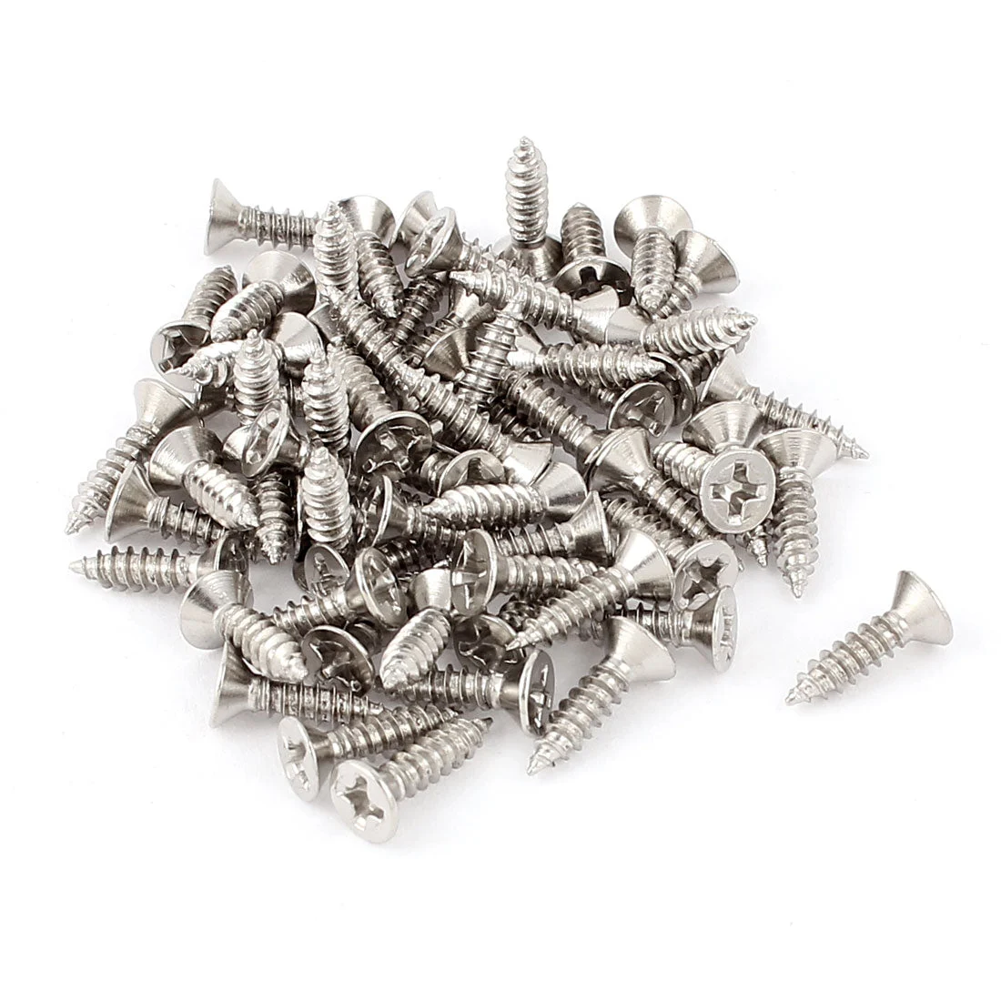 60pcs 12mm x 3mm Stainless Steel Flat-Head Phillips Head Screw