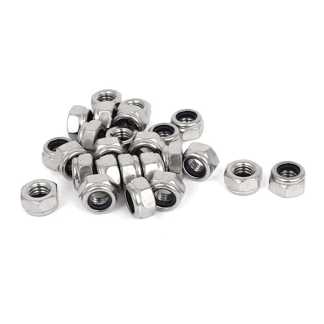 M8 x 1.25mm 304 Stainless Steel Nylock Nylon Insert Hex Lock Nuts 25pcs