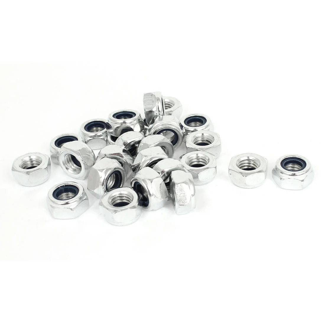 M10 x 1.5mm Zinc Plated Self-Locking Nylon Insert Hex Lock Nuts 25pcs