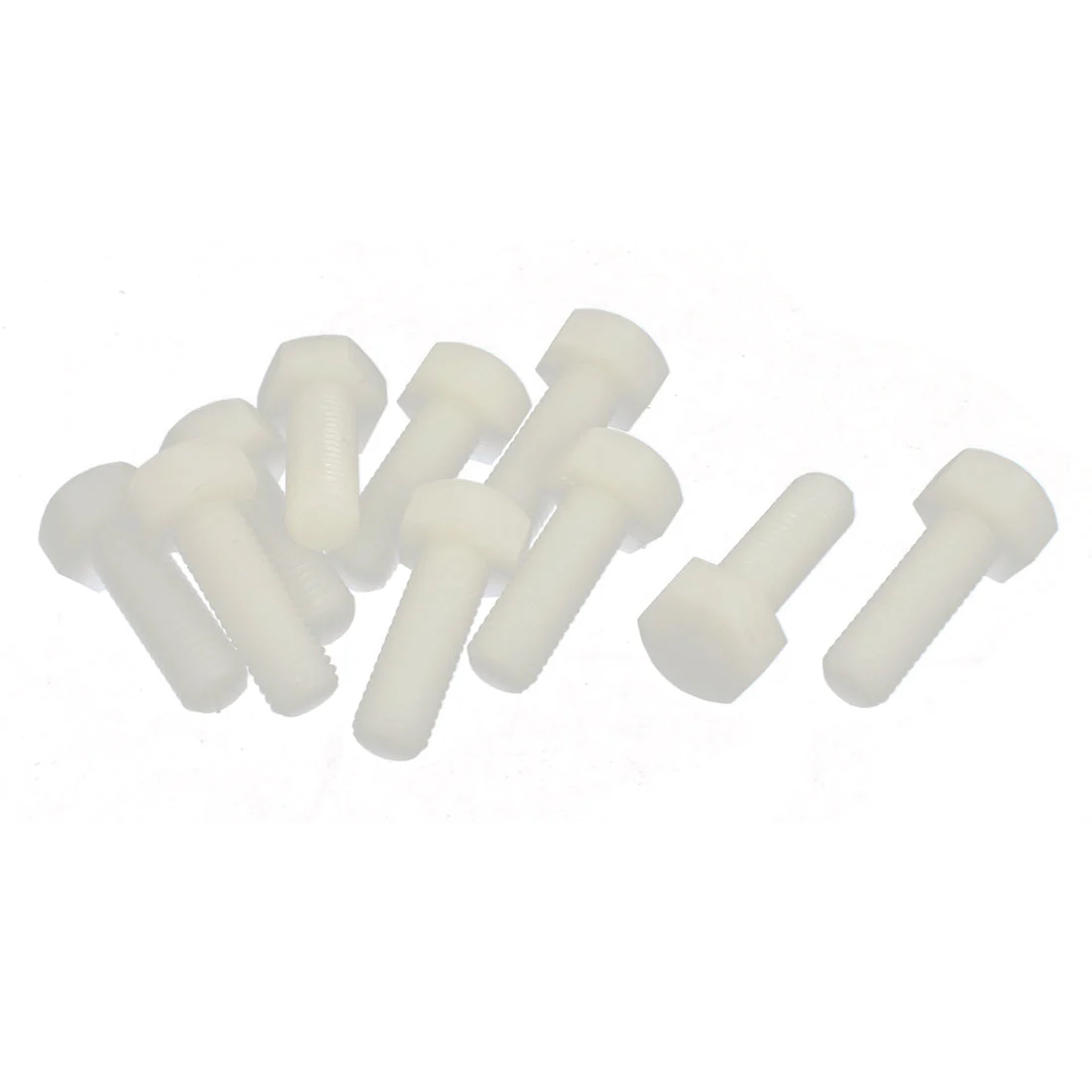 M12 x 35mm Full Thread 1.75mm Pitch Nylon Metric Hex Head Cap Screw Bolt 10 Pcs