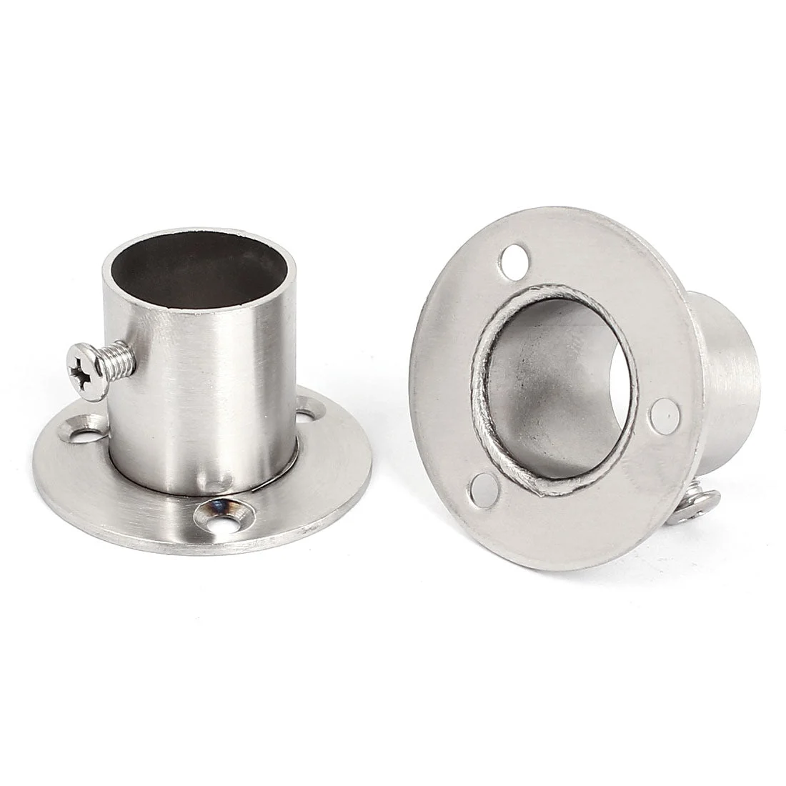 2pcs Wardrobe Stainless Steel Rail Rod End Support Bracket Socket for 22mm Tube