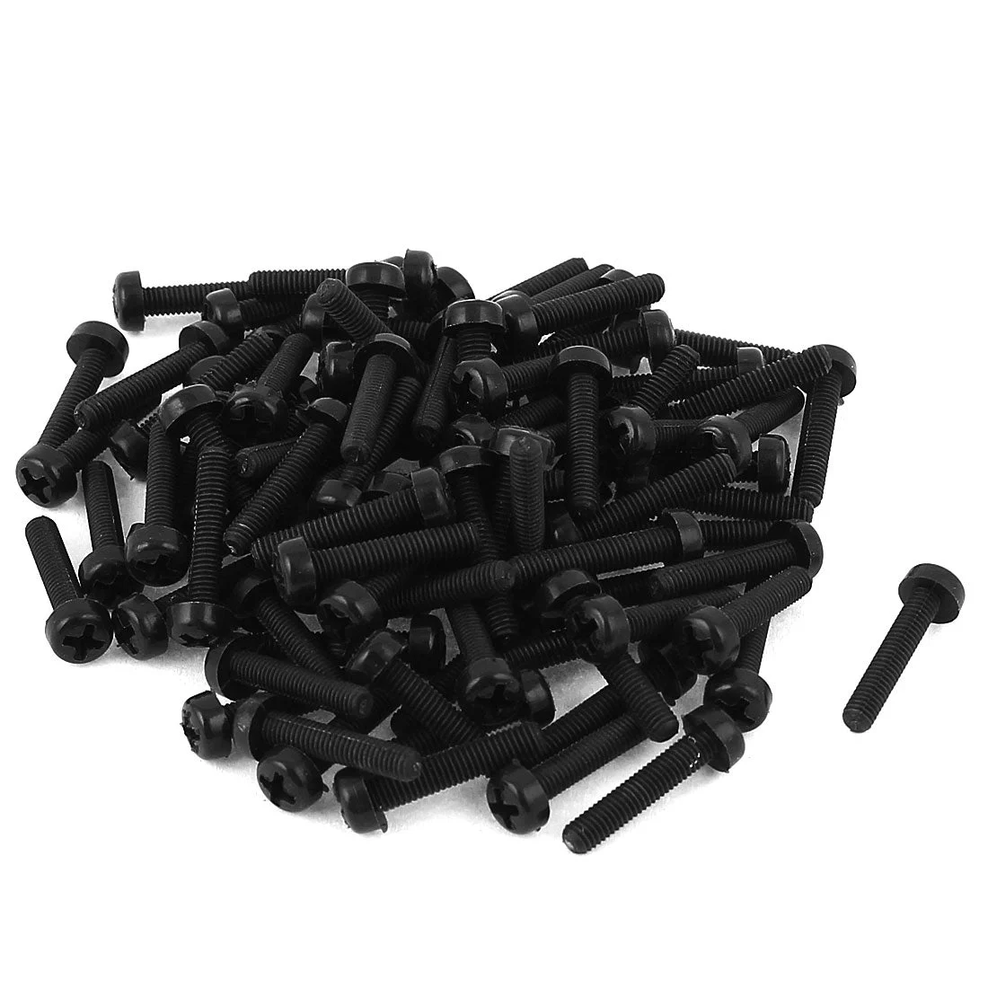 M3 x 15mm Nylon Phillips Cross Pan Head Machine Screws Black 50 PCS