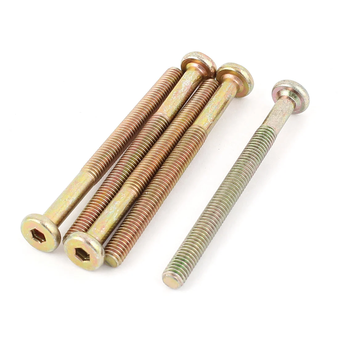 M6 x 70mm Threaded 1mm Pitch Hex Socket Head Cap Screws Bolts Bronze Tone 5 Pcs