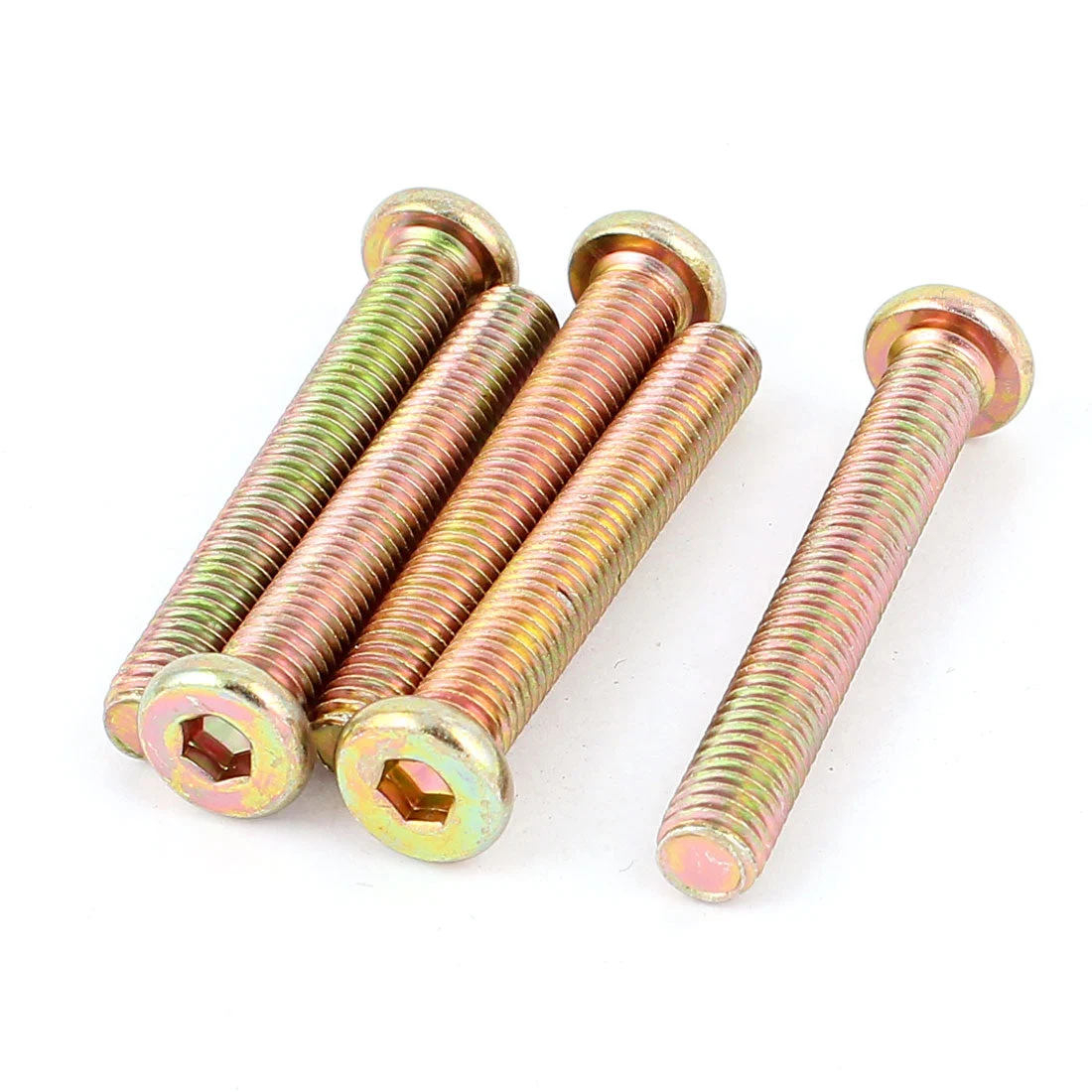 M8 x 55mm Male Thread Hex Socket Head Cap Screws Bolts Bronze Tone 5 Pcs