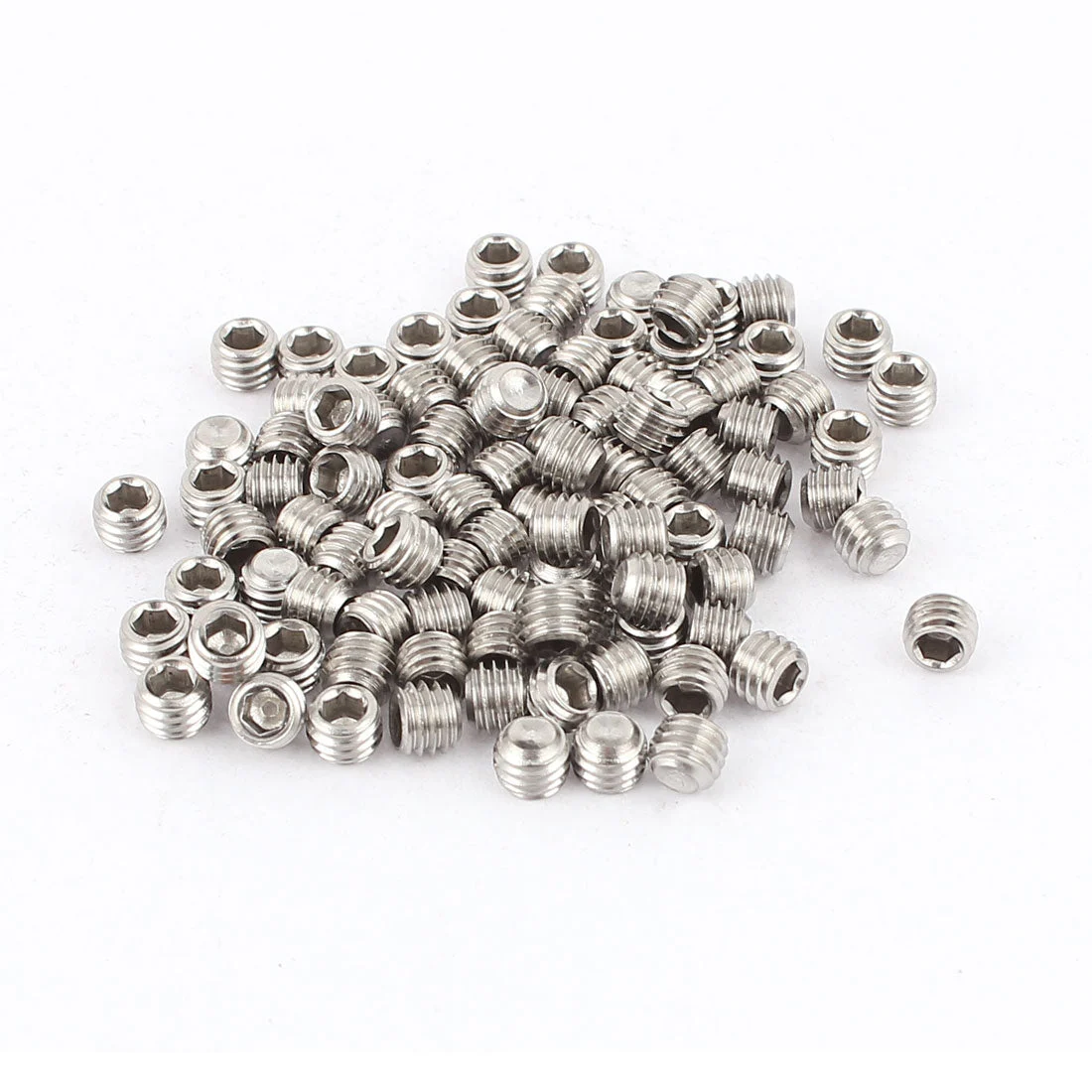 M5x4mm Stainless Steel Hex Socket Set Cup Point Grub Screws Silver Tone 100Pcs