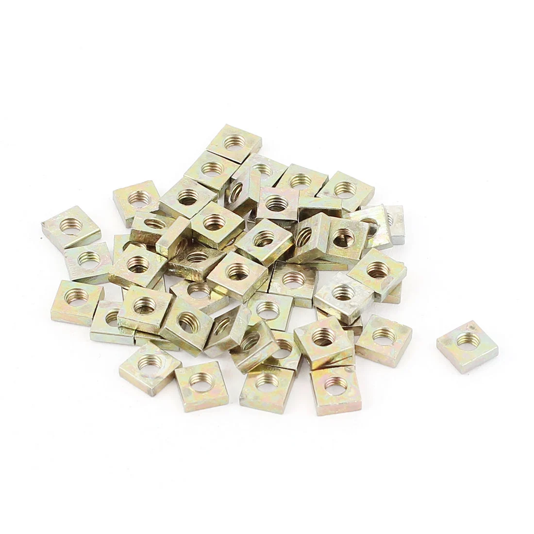 M3x5.5x2mm Zinc Plated Square Machine Screw Nuts Brass Tone 50Pcs
