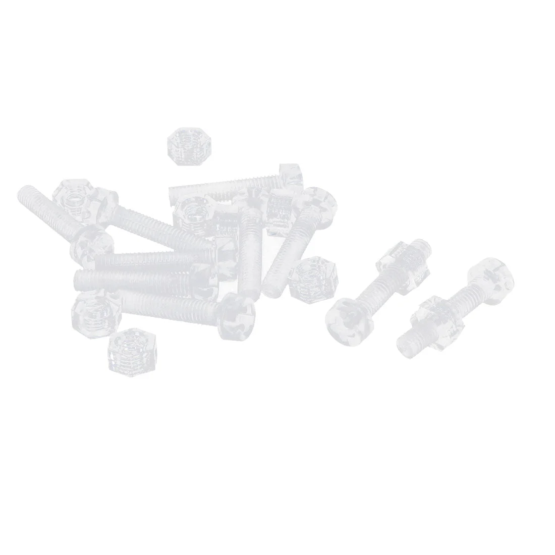 M3 x 15mm Plastic Hex Nuts Phillips Pan Head Machine Screw Bolt Clear 10pcs