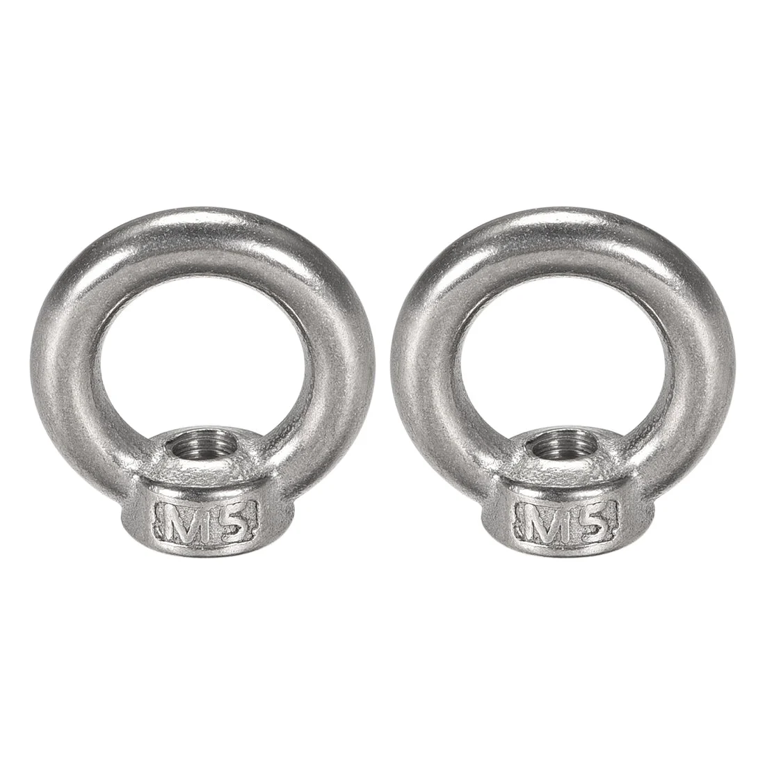 M5 Thread Dia 304 Stainless Steel Round Lifting Eye Nuts Ring Silver Tone 2Pcs
