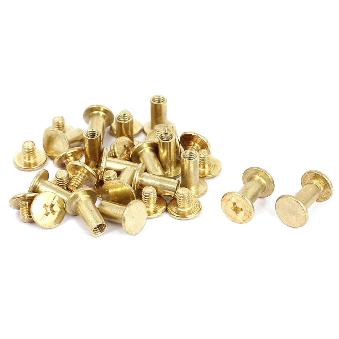 17 Pcs M5x10mm Brass Plated Binding Chicago Screw Post for Leather Purse Belt