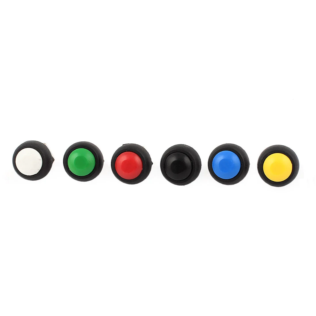 6Pcs 12mm Mounted Thread SPST Red Green Yellow Blue Black White Head Momentary Push Button Switch Set