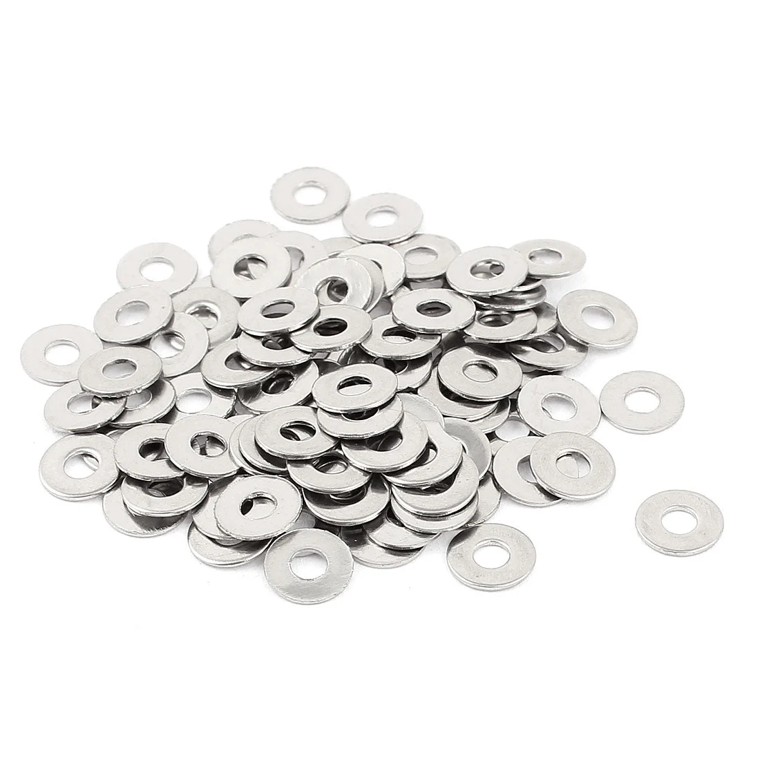 100Pcs M3 x 8mm x 0.6mm 304 Stainless Steel Flat Washer for Screw Bolt